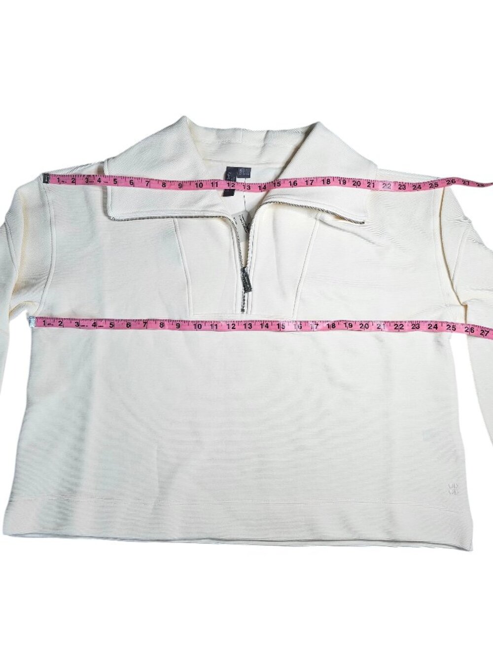 Sweaty Betty Women's Peaceful Rib Half Zip Cropped Sweatshirt, XL, Lily White - Picture 3 of 12